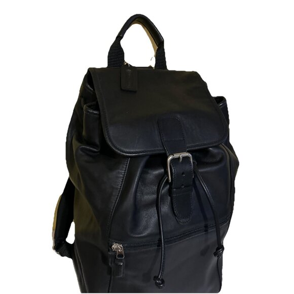 Y2K Coach 0529 Black Leather Extra Large Padded Straps 90s Backpack Vtg Rucksack - Picture 2 of 16